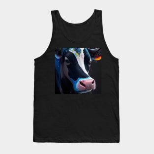 Black Blue And White Cow Tank Top